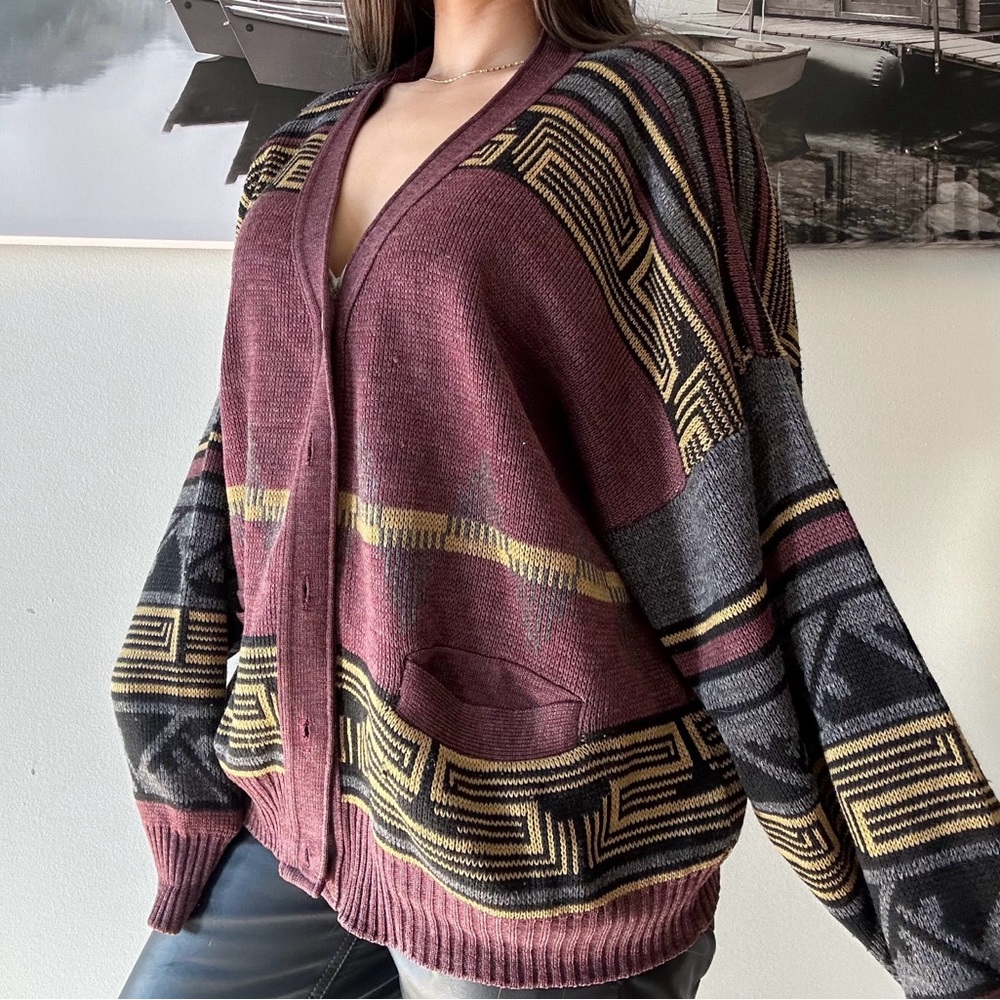 Vintage 90s OVersized Knit slouchy indie retro grunge cardigan shacket - Picture 6 of 7
